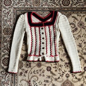 Vintage German Bavarian Austrian Trachten Christmas button cardigan